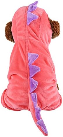 Akemiao Hoodie Dinosaur Costume Jumpsuit Winter Coat Warm Clothes for Small Dogs Cats (M, Pink)
