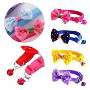 Pet Collar Adjustable Bow-Knot Cute Bow-Tie with Bell for Dog and Cat Lightweight Soft & Comfy Necktie Collars by RS PET Shop (Purple)