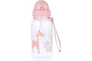 Tutete Botella de Agua para Niños 500 ml | 100% Libre de BPA, lavable en lavavajillas, con pajita suave, asa de transporte y tapón fácil de abrir, ideal para Guardería y Colegio | Sweet Deer