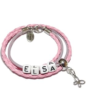 ARTemlos® Handgefertigtes Kinder-Armband mit Name aus Edelstahl und Leder (005)