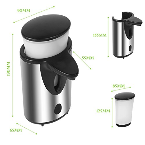 Seifenspender Sensor Infrarot Ohne Bohren 300ML / Automatisch Berührungslos Elektrisch / Edelstahl Set Nachfüllbar Gebürstet Design / Automatik Seifendosierer für Dusche Küche Bad / Soap Dispenser Automatic - 8