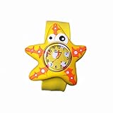 WangsCanis Kinder Schöne Cartoon Silikon Magnetische Magie Uhrenarmband Quarz Sport Beugbar Gummiband Armbanduhr (Seestern)