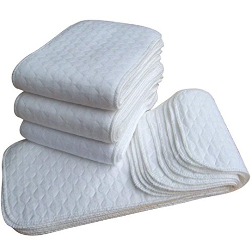 Koly 10 Pcs Baby Cotton Washable Reusable Nappy Changing Mat Soft Cloth Diaper Inserts