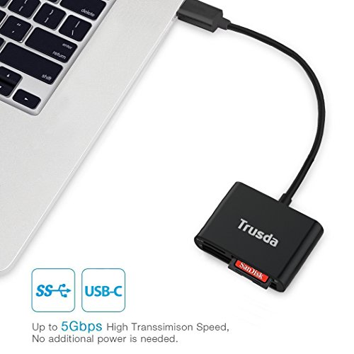 Trusda CR2C Type C superschnelles Aluminium-USB 3.0 3-in-1 Katenlesegerät für SD/CF/Mikro-SD - 3