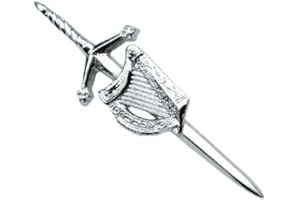 XAMIC Pin’s harpe celtique irlandaise et écossaise et kilt finition chromée pour mariage et enterrement de vie de garçon