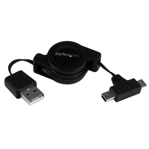 StarTech USBRETAUBMB Aufrollbares USB auf Micro USB und Mini USB Kabel