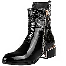 boots femme cuir vernis noir