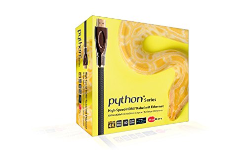 Python Series AKTIVES High-Speed-HDMI Anschlusskabel mit Ethernet – Redmere Chipsatz – 4K2K / UHD / Ultra HD / Full HD – OFC, 3D-Unterstützung, Nylongeflecht, Dreifachschirmung, schwarz, 20 m - 7