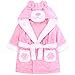 Baby Bademantel Kinderbademantel Für Mädchen Rosa Mit 3D Teddy Motiv kuschelweich (6-12 Monate)