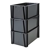 cd box stapelbar Erhältlich in schwarz IRIS, 3er-Set stapelbare Lagerkästen / Stapelboxen / Gewerbekisten / Transportboxen \'Stacking Box\', STB-LD, Plastik, schwarz, 36 L, 55 x 35 x 24,5 cm