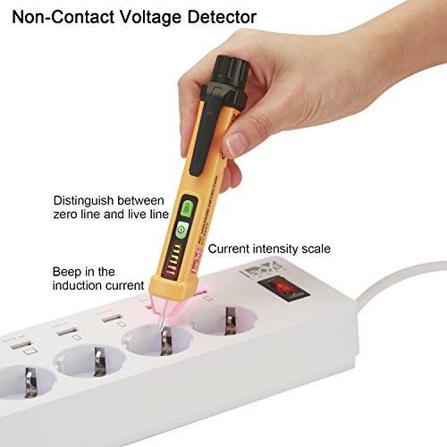 LAOYE Berührungsloser Spannungsprüfer Digital Spannungstester Durchgangsprüfer Stromprüfer Strom Detektor mit LED-Taschenlampe 12V-1000V - 5