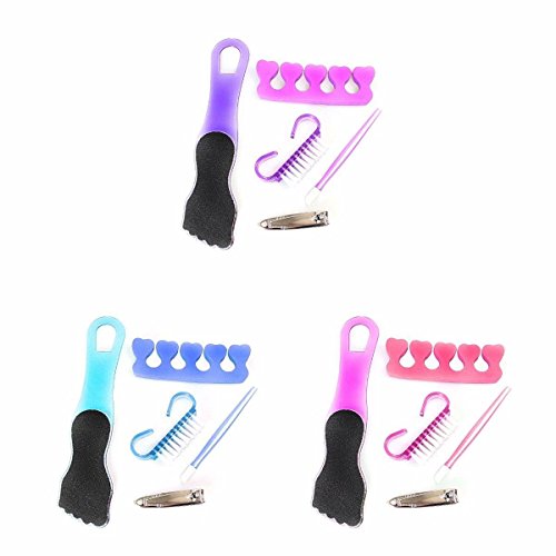 Preisvergleich Produktbild Pediküre-Geschenk-Set, inkl. Fußschrubber, Nagelknipser, Bürste und Smiley Gesichtsmagnet, Farbe zufällig