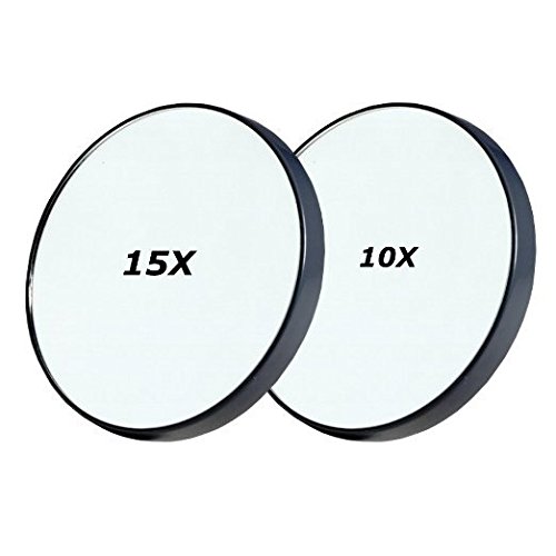 Alierkin Runder Kosmetik Saugnapf Spiegel mit 2 Saugnäpfen, 10-fach und 15-fach Vergrößerung