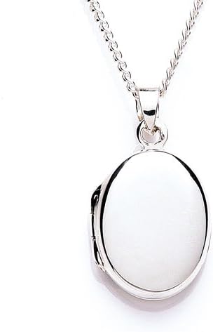 MiChic Silver Plain Small Oval Shaped Locket with 46 cm Chain