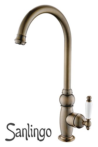 Landhausstil Nostalgie Retro Küchen Einhebel Armatur Antik Messing Porzellangriff Sanlingo