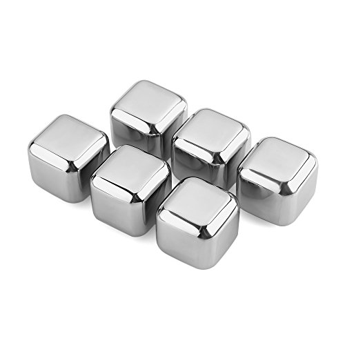 Uten 6PCS Stainless Steel Reusable Wine Ice Cubes Edelstahl Eiswürfel ,Pack of 6 Metall Whiskey Chilling Rocks Eis Steine
