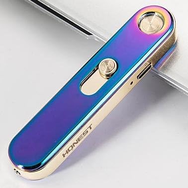 CHXDHJ 1PC Pro-Environment Lighter USB Charging Ultra-Thin Windproof Lighter , purple+light blue