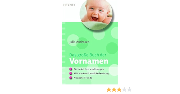 Das Grosse Buch Der Vornamen Fur Madchen Und Jungen Mit Herkunft Und Bedeutung Neueste Trends Amazon De Andresen Julia Bucher