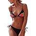 Produktbild Damen Sexy Bikini Sets Rosennie 2018 Sommer Elegant Chic Rosen Stickerei BH Bademode Vintage Frauen Push-Up Gepolsterte Badeanzug Beachwear Frashing Swimwear Badeanzug Strandkleidung (Schwarz, L)