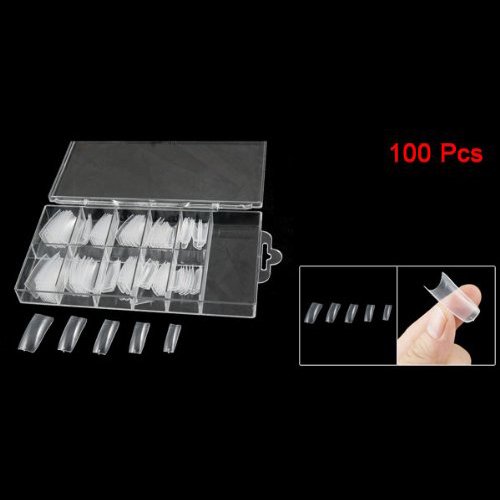 Gleader 100 Pcs 10 Size Clear Plastic False Fingernail Nail Art Half Well Tips