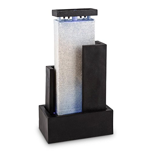Blumfeldt Danubia Gartenbrunnen Zimmerbrunnen (Springbrunnen, täuschend echte Granit- / Basaltoptik, LED-Beleuchtung, 12 Watt Pumpe) schwarz-weiß