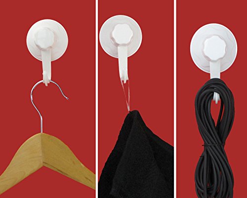 4x WinHook universal Saugnäpfe mit Haken, belastbar bis 3kg je Saugnapf, 4er Pack - 3
