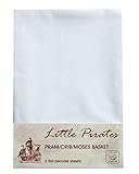 2 x Bébé Landau/berceau/couffin Blanc Drap Plat de LUXE 100% coton brossé