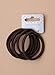 6 Hair Elastics Thick Endless No Metal Bobbles Snag Free School Bands Ponytail (Brown)