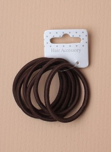 6 Hair Elastics Thick Endless No Metal Bobbles Snag Free School Bands Ponytail (Brown)