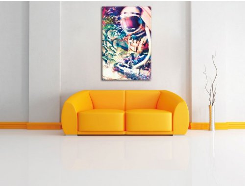 Space trippin canvas picture painting on canvas, huge XXL Pictures completely framed with stretcher, art print on wall picture with frame, cheaper than painting or an oil painting, not a poster or billboard, size: 120x80 cm