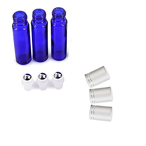 Goodlucky365 18 Stück 10ml nachfüllbare Flaschen für dufte ätherischem Öl mit Edelstahl Rolle Lagerkugeln, 6 x 3ml Tropfenzähler, 3 Stück Lagerkugeln - 3