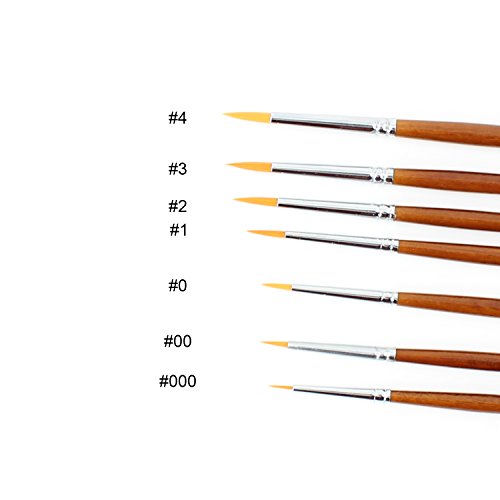 7-teilig Künstler Pinsel Fein Pinsel für Acryl Aquarell Ölgemälde, braun - 3