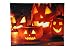 Produktbild LED Bild - 40cmx50cm - 6 LEDs - Beleuchtete Kürbisköpfe - Batteriefach (AA) - Leinwandbild - Halloween Dekoration