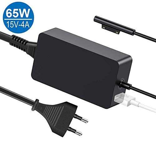 Surface Pro Cargador, 65W 15V 4A Surface Pro Adaptador de Corriente para Surface Pro 3/Pro 4/Pro 5/Pro 6/Surface Laptop/Surface Book/Surface Book 2 con Puerto del USB y Cable Extensión Alimentación
