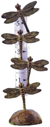 Ancient Graffiti Cast Brass Dragonfly Rain Gauge, Multi-Colour, 7.62x6.35x19.05 cm