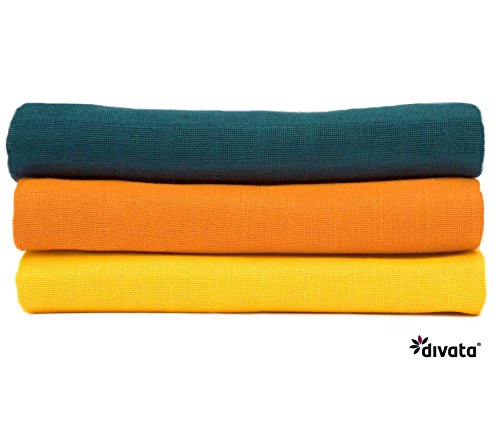 divata bunte Mullwindeln 3er Set - Beikostset - farbige Mulltücher, Spucktücher aus 100% Baumwolle, Oeko-Tex-Zertifiziert, 80x80 cm