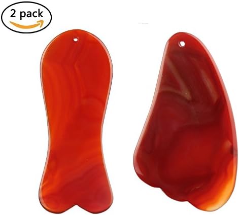 Gua Sha Scraping Massage Tool,iThird Hand Made Natural Red Agate Jade Traditional GuaSha Physical Therapy Board-Reduce Muscle Pain and Improve Mobility