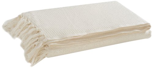 Elitehousewares - Coperta in Puro Cotone per Letto Matrimoniale o Divano a 3 posti, 228 x 254 cm, Avorio