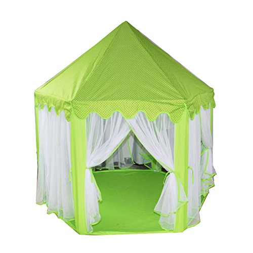 Amazing Tour Castle Tents Hexagon Kids Children Girls Boy Fairy Prince Princess Indoor Outdoor Playhouse 100 LED Lights Green