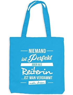 Jutebeutel - Niemand ist perfekt, aber als REITERIN ist man nah dran. - Reiten Pferd