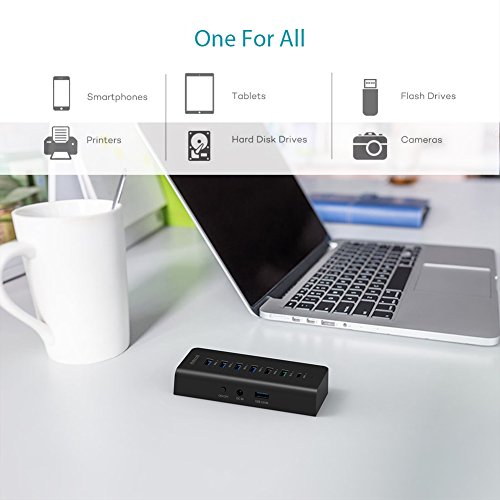 dodocool 4 Ports USB 3.0 Datenhub 3 Ladeports Datenübertragung QC 3.0 / USB A / USB C Ladefähige Geräte 60W 15V / 4A Netzteiladapter - 3