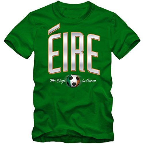Herren Fußball T-Shirt Éire Ireland Irland Soccer Football EM Trikot, Farbe:grün;Größe:L
