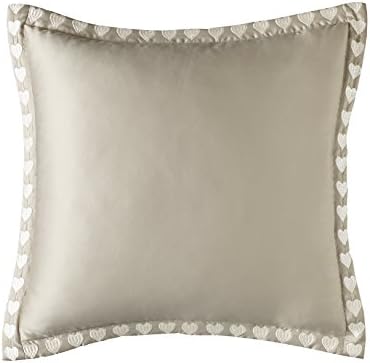 By Caprice Home Duchess Heart Embroidery Square Sham Euro Pillowcase 65x65cm Size Champagne