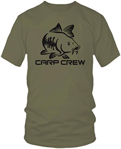 CARP CREW fishing, angling t-shirt ideal birthday, Father's Day, Christmas gift (olive green, Medium)