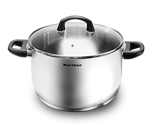 Karcher 125457 Mia cookware set, incl. glass lids, suitable for induction hobs, 5-piece, stainless steel