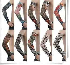 Aadishwar Creations Men's and Women's Nylon, Spandex Funky Tattoo Sleeves (Multicolour) - Set of 10