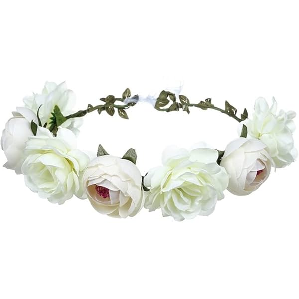 IBLUELOVER Couronne Fleur Cheveux Bohême Floral Bandeau Créative Guirlande Fleur Serre-tête Mode Coiffure Accessoires Cheveux Mariage Festival Partie Voyage Mariée Plage Garland Fille Femme,Rouge,TU