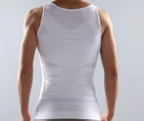 Body Shaper For Men Slimming Shirt Vest Weight Loss Fat Blocker Burner not Pills (L (47"-55"), White)