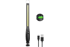 highsam Linterna LED Recargable Taller, Regulable Linterna de Trabajo, COB Lámpara de Inspección con gancho y base magnética para reparación de Coches, Taller, Iluminación de Emergencia (1 unidades)