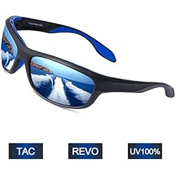 Elegear Gafas de Sol Hombre Polarizadas Gafas Deportivas Súper Ligero y Cómodo Anti UVA UV Marco TR90 Lente Espejo con REVO Gafas Hombre y Mujer Ciclismo MTB Running Coche Moto Montaña-Gafas Azules